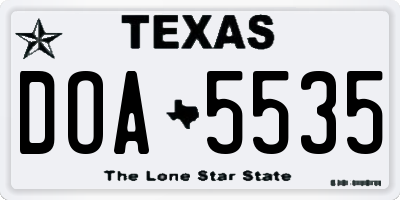 TX license plate DOA5535