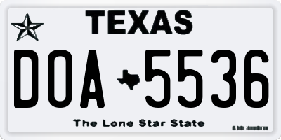 TX license plate DOA5536
