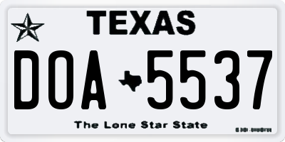 TX license plate DOA5537