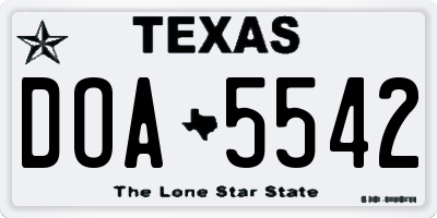 TX license plate DOA5542