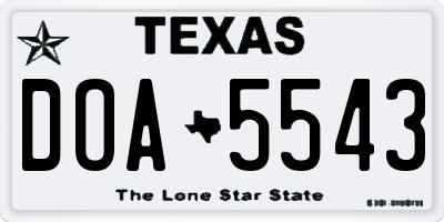 TX license plate DOA5543