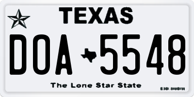 TX license plate DOA5548