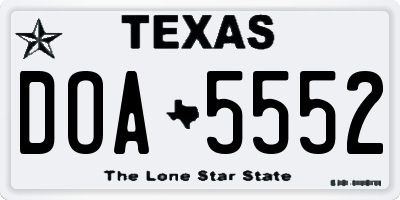 TX license plate DOA5552