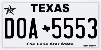 TX license plate DOA5553