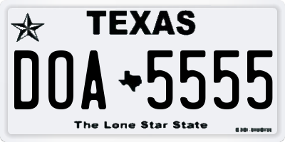 TX license plate DOA5555