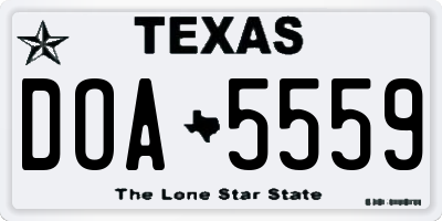 TX license plate DOA5559