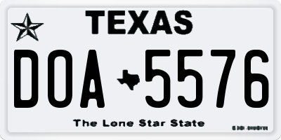 TX license plate DOA5576