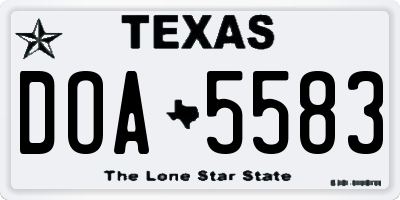 TX license plate DOA5583