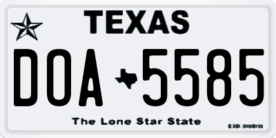 TX license plate DOA5585