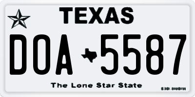 TX license plate DOA5587