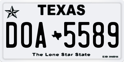 TX license plate DOA5589