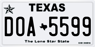 TX license plate DOA5599