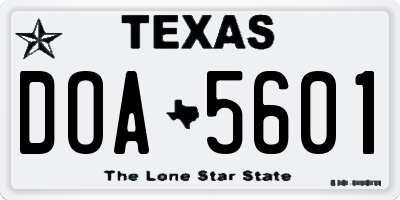 TX license plate DOA5601