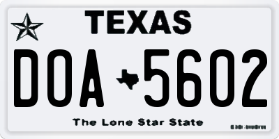 TX license plate DOA5602