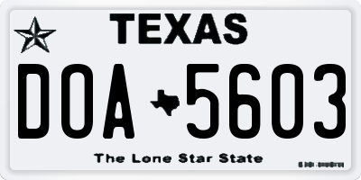 TX license plate DOA5603