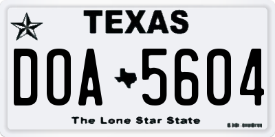 TX license plate DOA5604