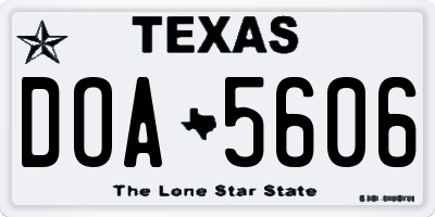 TX license plate DOA5606