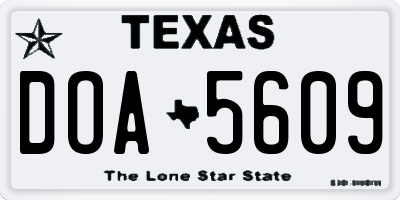 TX license plate DOA5609