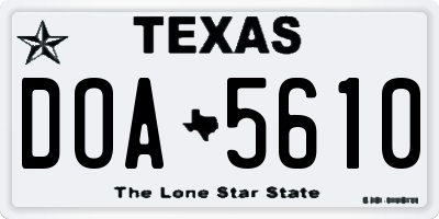 TX license plate DOA5610