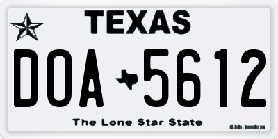 TX license plate DOA5612