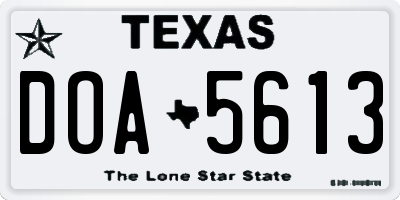 TX license plate DOA5613