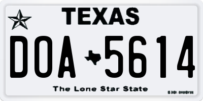 TX license plate DOA5614