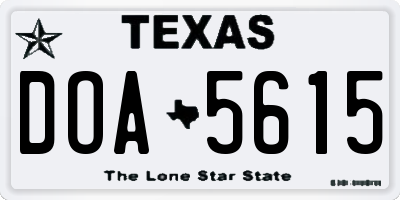 TX license plate DOA5615