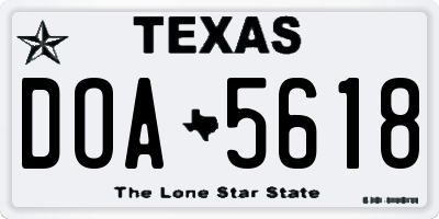 TX license plate DOA5618