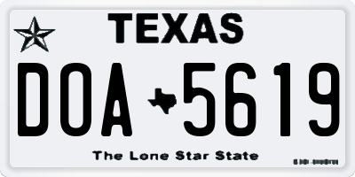 TX license plate DOA5619