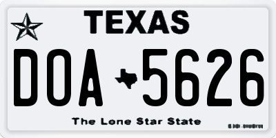 TX license plate DOA5626