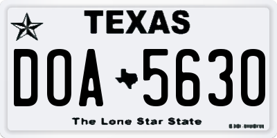 TX license plate DOA5630