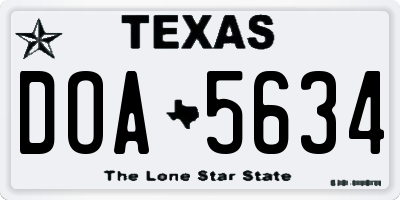 TX license plate DOA5634