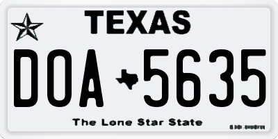 TX license plate DOA5635