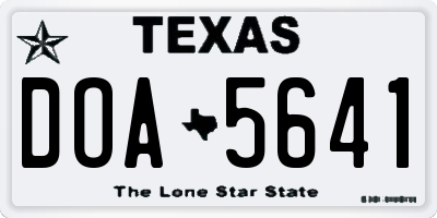 TX license plate DOA5641