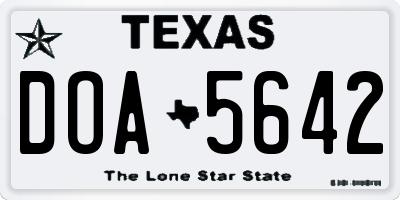 TX license plate DOA5642