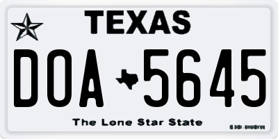 TX license plate DOA5645