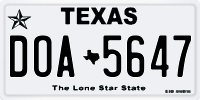 TX license plate DOA5647