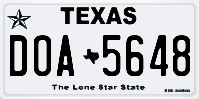 TX license plate DOA5648