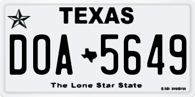 TX license plate DOA5649