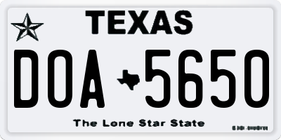 TX license plate DOA5650