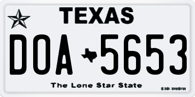 TX license plate DOA5653