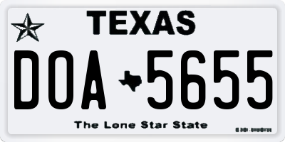 TX license plate DOA5655