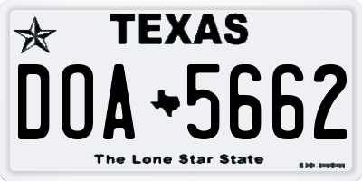 TX license plate DOA5662