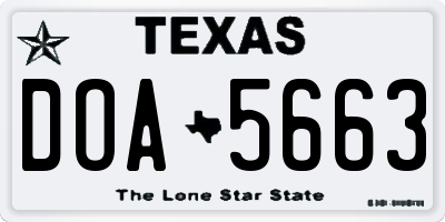 TX license plate DOA5663