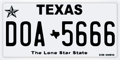 TX license plate DOA5666