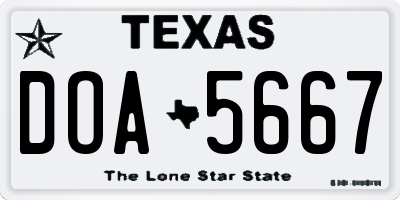 TX license plate DOA5667
