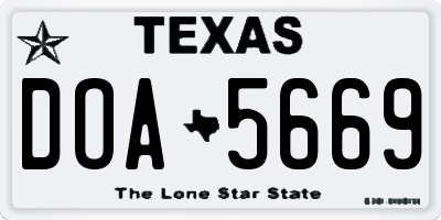 TX license plate DOA5669