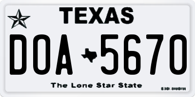 TX license plate DOA5670