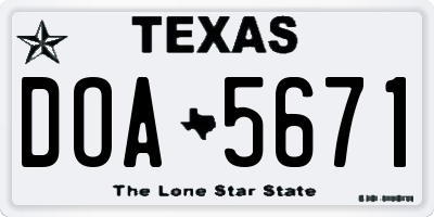 TX license plate DOA5671
