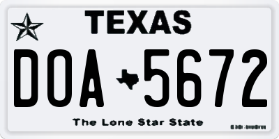TX license plate DOA5672